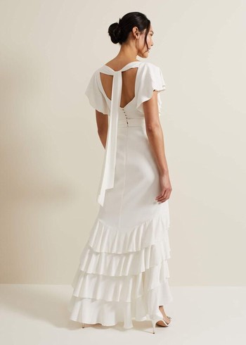 Phase Eight Ellery Frill Wedding Dress White Australia | QM5693048